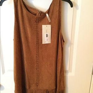 Brown suede dress with fringe bottom